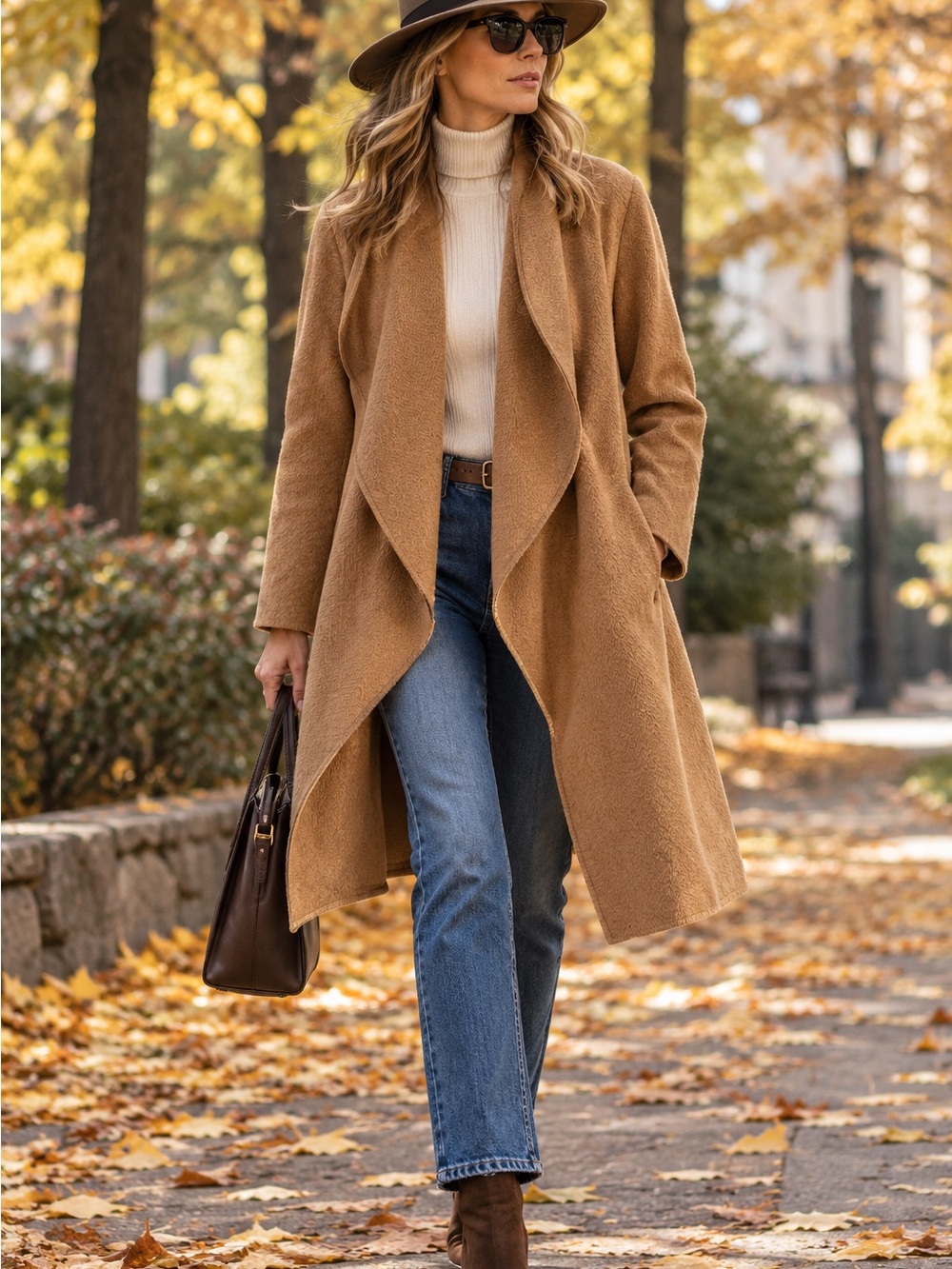 Club Monaco Camel Draped Hooded Wool-Blend Trench Coat